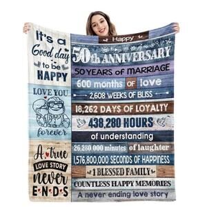 new/sealed: 50th Anniversary Blanket/Decor; golden anniversary